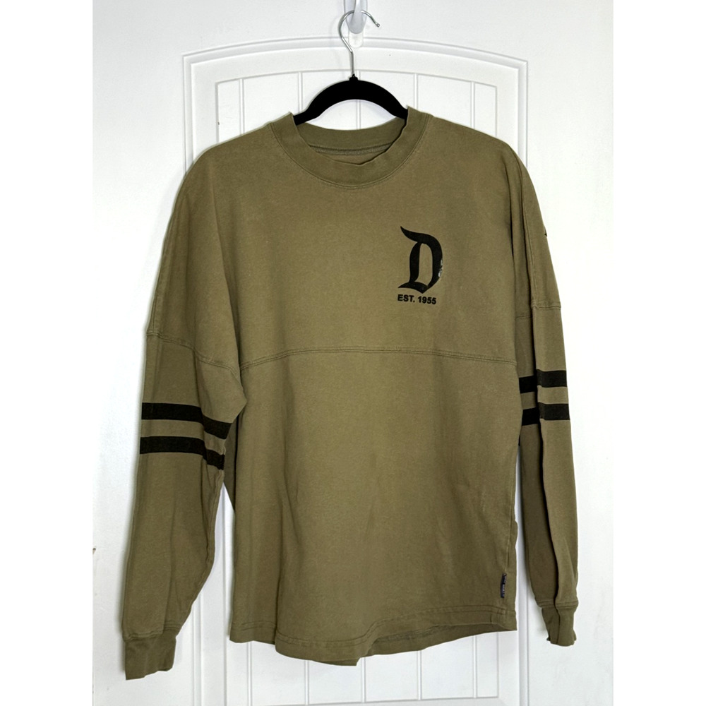 Disneyland Size Small Spirit Jersey Army Green and Black 100% Cotton Flawed